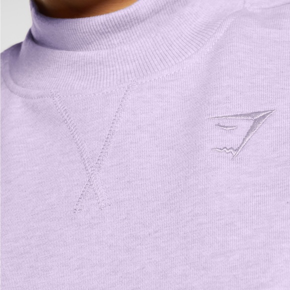 Gymshark Rest Day Sweats Cropped Pullover - Aura Lilac Marl - Small - Picture 4 of 8